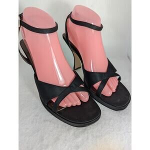 Sam & Libby Black Satinsz 9 Sandalsankle strap  Heel 4.5" Platform1/2"Need tips